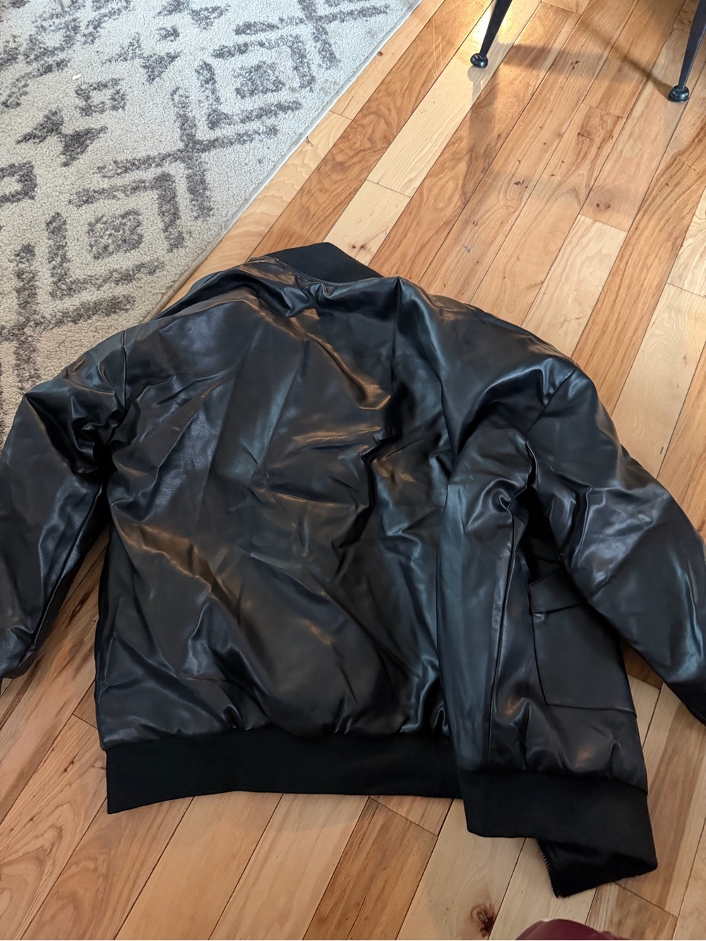 Edikted Black Oversized Leather-Look Bomber Jacket - Picture 6 of 6